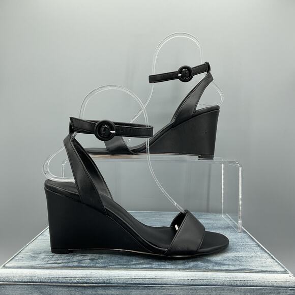 NEW Nordstrom Rack Women’s Carrie Wedge Sandals Black Size 5M - Picture 2 of 10